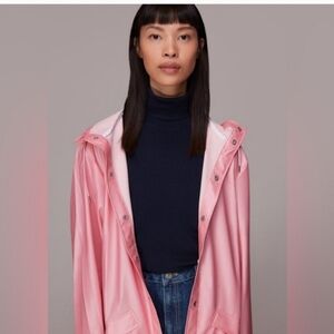 Rains Pink Hooded Water Resistant Snap Button Raincoat Jacket L